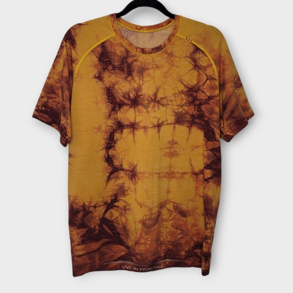 Lululemon Metal Vent Tech 2.0 Tee L Tie Dye Marble Dye Orange Red